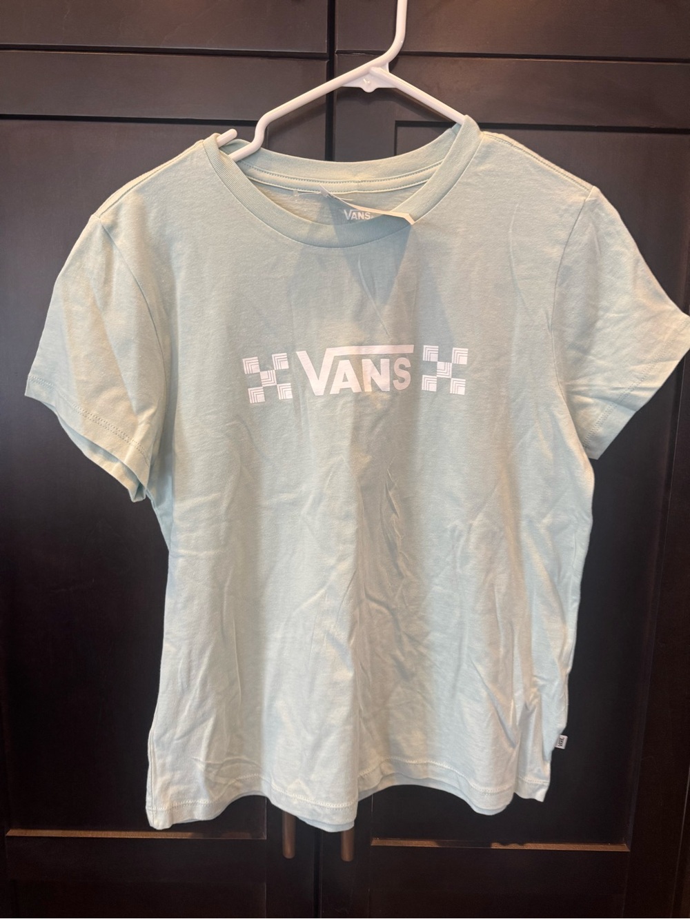 Vans Mint Green Logo Tee with Checker Detail